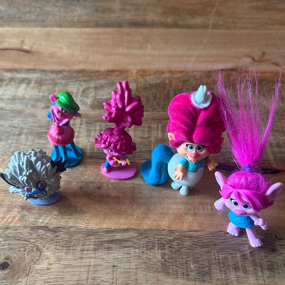 Trolls Action Figure Set - Pink, Blue, and Gray